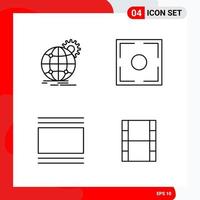 Creative Set of 4 Universal Outline Icons isolated on White Background vector