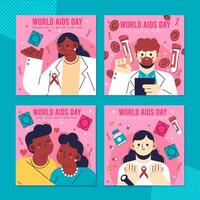 Stay Alert For AIDS Social Media Templates vector