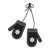 Winter mittens icon. A pair of knitted Christmas, New Year badges. Can be used as a web element vector