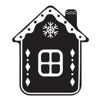 Ginger house template, Christmas cookies, black color template, isolated vector illustration icon