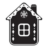 Ginger house template, Christmas cookies, black color template, isolated vector illustration icon