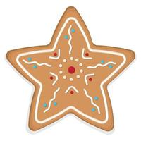 estrella de galletas de jengibre de navidad, ilustración de vector de color.