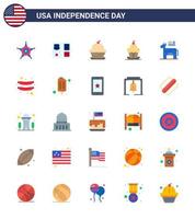 Big Pack of 25 USA Happy Independence Day USA Vector Flats and Editable Symbols of food political cake american thanksgiving Editable USA Day Vector Design Elements