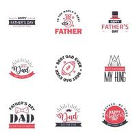 9 Black and Pink Happy Fathers Day Design Collection A set of twelve brown colored vintage style Fathers Day Designs on light background Editable Vector Design Elements