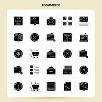 conjunto de iconos de comercio electrónico sólido 25 diseño de estilo de glifo vectorial conjunto de iconos negros diseño de ideas de negocios web y móvil ilustración vectorial vector