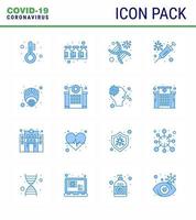 Covid19 Protection CoronaVirus Pendamic 16 Blue icon set such as epidemic vaccine dna protection virus viral coronavirus 2019nov disease Vector Design Elements