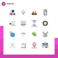 16 Flat Color concept for Websites Mobile and Apps medical map security location fire Editable Pack of Creative Vector Design Elements