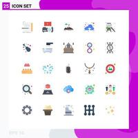 25 Thematic Vector Flat Colors and Editable Symbols of upload cloud achievement target mission Editable Vector Design Elements