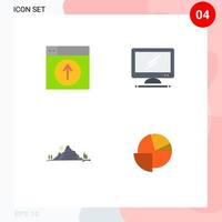 Group of 4 Modern Flat Icons Set for upload pc design monitor landscape Editable Vector Design Elements