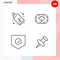 Vector Pack of 4 Icons in Line Style Creative Outline Pack isolated on White Background for Web and Mobile