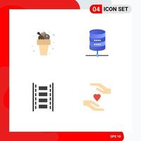 4 Creative Icons Modern Signs and Symbols of ice cream film summer money filmstrip Editable Vector Design Elements