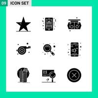 Pack of 9 Solid Style Icon Set Glyph Symbols for print Creative Signs Isolated on White Background 9 Icon Set vector