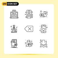 9 Universal Outline Signs Symbols of coins money phone growth success Editable Vector Design Elements