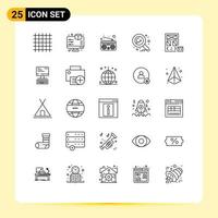 Pack of 25 Modern Lines Signs and Symbols for Web Print Media such as develop app communication banking money Editable Vector Design Elements