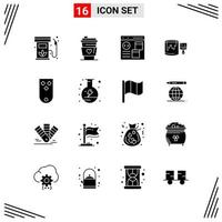 16 Icons Solid Style Grid Based Creative Glyph Symbols for Website Design Simple Solid Icon Signs Isolated on White Background 16 Icon Set vector