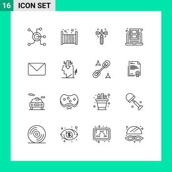 Mobile Interface Outline Set of 16 Pictograms of youtube online sleep learning screw Editable Vector Design Elements