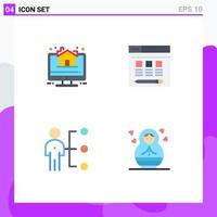 4 Flat Icon concept for Websites Mobile and Apps house job real estate hosting recruitment Editable Vector Design Elements