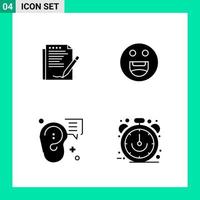 paquete de 4 símbolos de glifo de conjunto de iconos de estilo sólido para imprimir signos creativos aislados en fondo blanco 4 conjunto de iconos vector