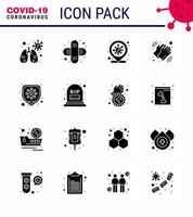 16 Solid Glyph Black viral Virus corona icon pack such as protection disease covid care washing viral coronavirus 2019nov disease Vector Design Elements