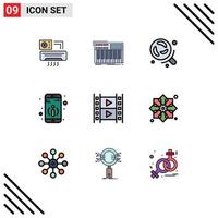 Universal Icon Symbols Group of 9 Modern Filledline Flat Colors of media more synthesizer information science Editable Vector Design Elements