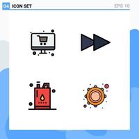 Set of 4 Modern UI Icons Symbols Signs for online oil monitor bottle instrument Editable Vector Design Elements