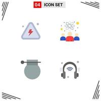 Group of 4 Modern Flat Icons Set for combustible army highly physicists military Editable Vector Design Elements