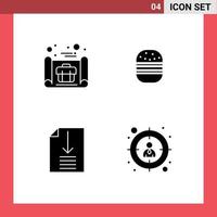 Group of 4 Modern Solid Glyphs Set for business office plan fast employee Editable Vector Design Elements