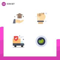 4 Thematic Vector Flat Icons and Editable Symbols of building security labour hand spanner achievement Editable Vector Design Elements