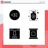 Collection of 4 Vector Icons in solid style Modern Glyph Symbols for Web and Mobile Solid Icon Sign Isolated on White Background 4 Icons