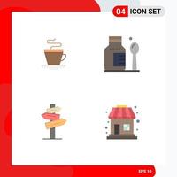 paquete de iconos planos de 4 símbolos universales de té motel tienda médica india elementos de diseño vectorial editables vector