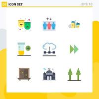 Group of 9 Modern Flat Colors Set for engine cloud items space add Editable Vector Design Elements