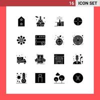 Universal Icon Symbols Group of 16 Modern Solid Glyphs of decoration sight like gym target Editable Vector Design Elements