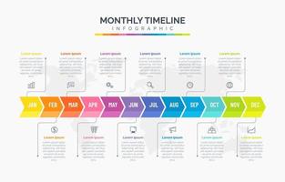 infografía de línea de tiempo mensual vector