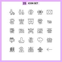 25 Universal Line Signs Symbols of grid architect money genome gene Editable Vector Design Elements