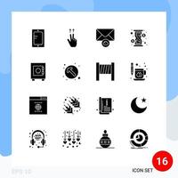 16 Thematic Vector Solid Glyphs and Editable Symbols of arrow lock envelope locker loading Editable Vector Design Elements