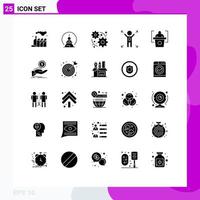 25 Thematic Vector Solid Glyphs and Editable Symbols of help presentation development education man Editable Vector Design Elements