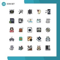 Modern Set of 25 Filled line Flat Colors and symbols such as communication target spade precision arrow Editable Vector Design Elements