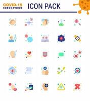 Coronavirus Prevention Set Icons 25 Flat Color icon such as scan virus science warning lab washing viral coronavirus 2019nov disease Vector Design Elements