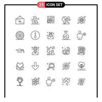 Mobile Interface Line Set of 25 Pictograms of education bulb forward puzzel marketing Editable Vector Design Elements