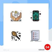 Universal Icon Symbols Group of 4 Modern Filledline Flat Colors of dollar sweets online more check Editable Vector Design Elements