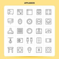 OutLine 25 Appliances Icon set Vector Line Style Design Black Icons Set Linear pictogram pack Web and Mobile Business ideas design Vector Illustration