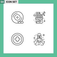 Pack of 4 creative Filledline Flat Colors of cd add peripheral device dessert analysis Editable Vector Design Elements