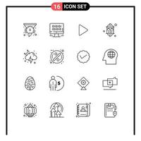 Universal Icon Symbols Group of 16 Modern Outlines of light festival web decoration video Editable Vector Design Elements