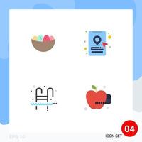 Pack of 4 creative Flat Icons of bowl pool egg online cab booking swimming Editable Vector Design Elements