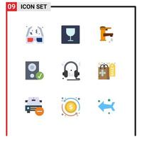 Set of 9 Modern UI Icons Symbols Signs for speaker gadget hand devices drop Editable Vector Design Elements