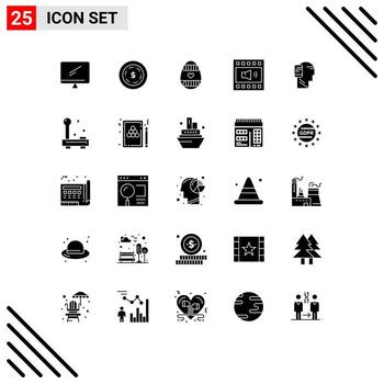 25 User Interface Solid Glyph Pack of modern Signs and Symbols of communication speaker easter egg open volume amplifier Editable Vector Design Elements