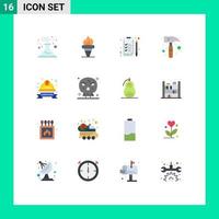 paquete de iconos de vector de stock de 16 signos y símbolos de línea para gorra de sombrero kit de reloj olímpico martillo de garra paquete editable de elementos creativos de diseño de vectores