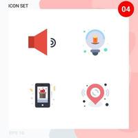 4 Flat Icon concept for Websites Mobile and Apps sound mobile gift creative christmas pin Editable Vector Design Elements
