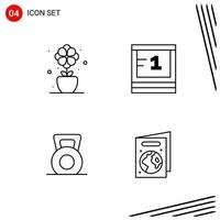 Collection of 4 Vector Icons in Line style Pixle Perfect Outline Symbols for Web and Mobile Line Icon Signs on White Background 4 Icons