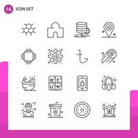 Outline Icon set Pack of 16 Line Icons isolated on White Background for responsive Website Design Print and Mobile Applications vector